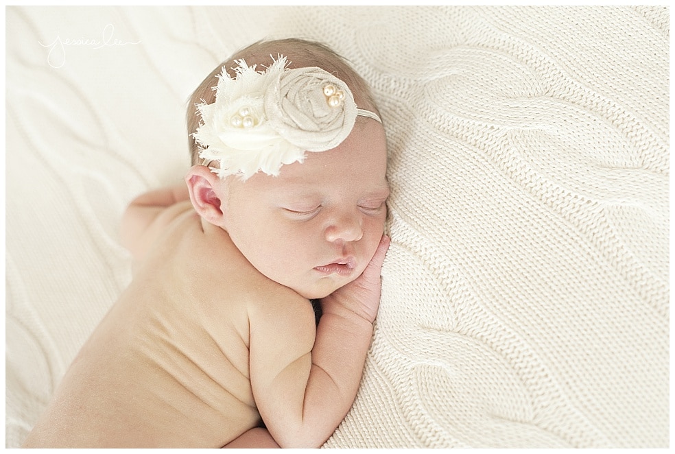 Denver Newborn Photographer, newborn with white