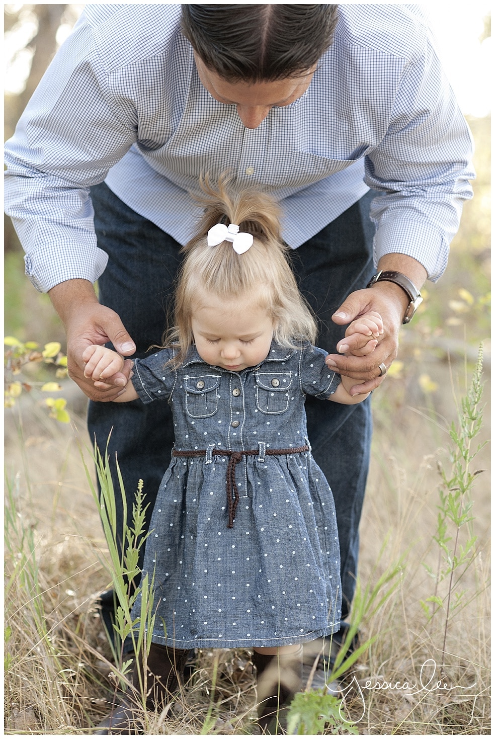 Longmont Family Photographer, walking with daddy