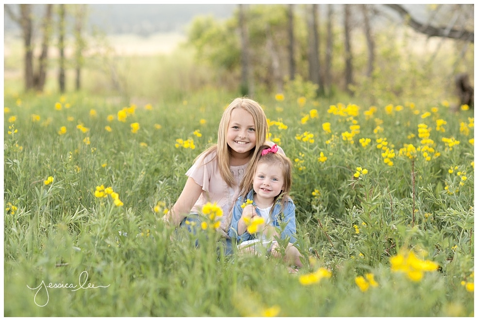 Denver Family Photographer, sisters in field together