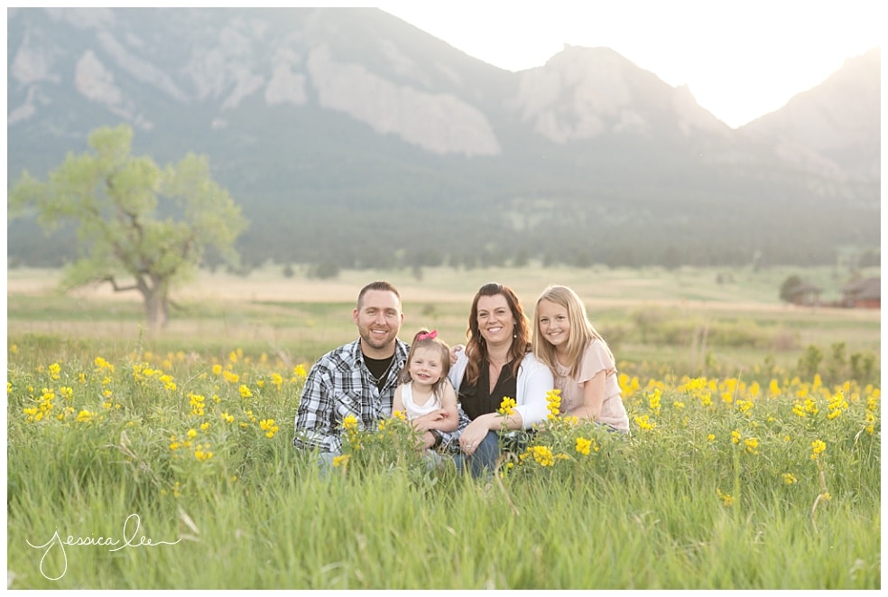 Denver Family Photographer, family with flatirons