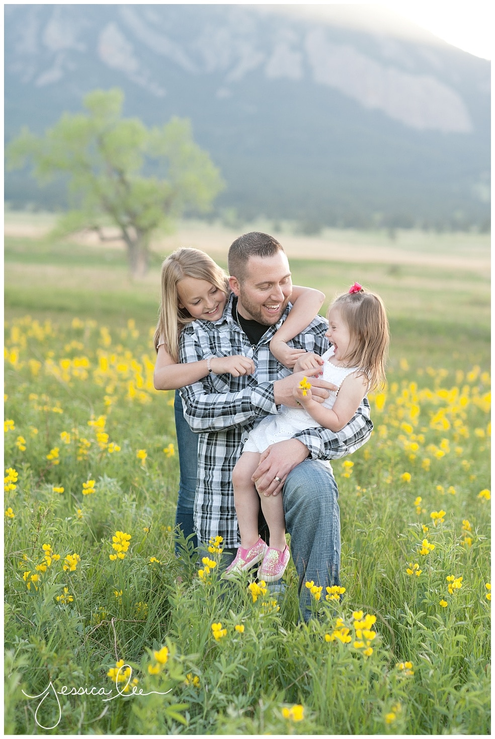 Denver Family Photographer, daddy with two daughters