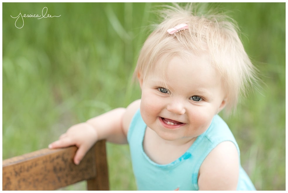 Family Photographer Broomfield, one year old in blue dress