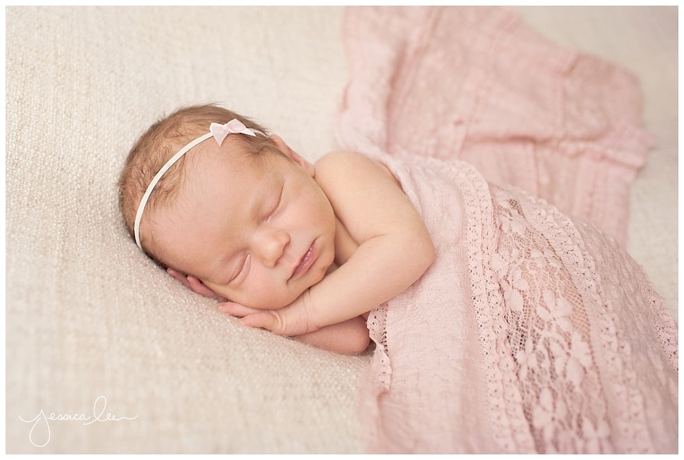 Baby Photography Boulder, newborn with cream and pink