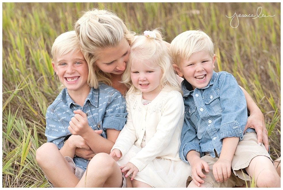 Family Photographer Denver Colorado, mother with her three kids