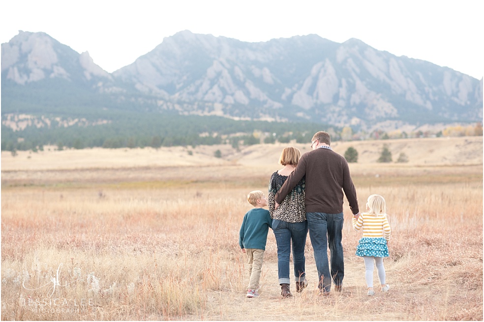 Louisville Family Photographer, walking away from camera with mountains in the background