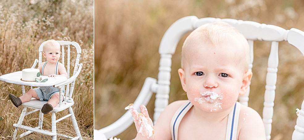 Toddler boy eating cake | Photo by Jessica Lee Photography 