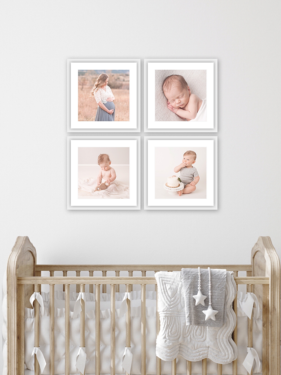 Gallery wall mock-up above a crib | Jessica Lee Photography