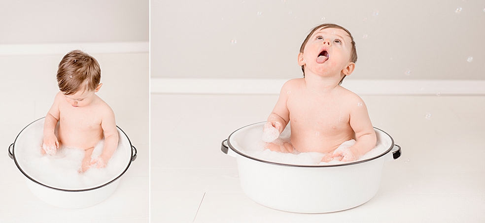 Baby boy catching bubbles | Photo by Jessica Lee Photography