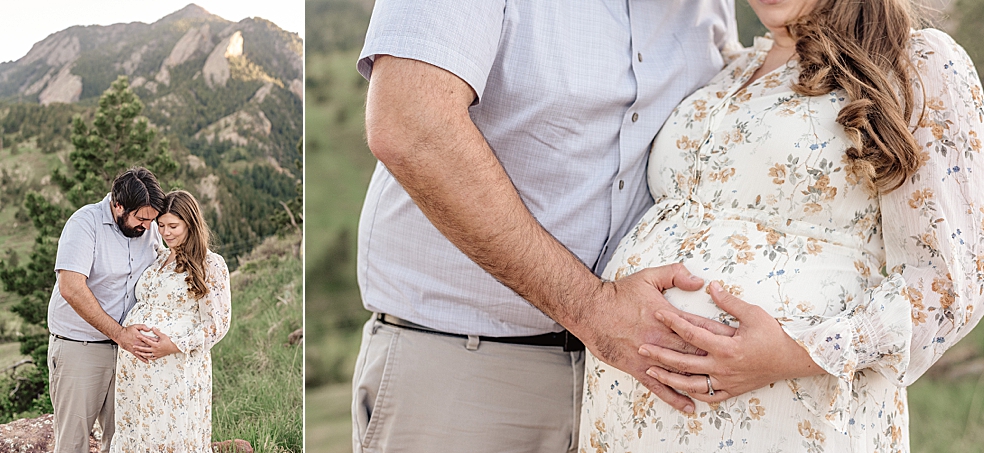 Mom and dad to be cradling moms belly | Photo by Jessica Lee Photography