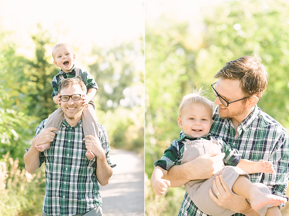 Dad playing with his little boy during family session in Meridianville AL | Photo by Jessica Lee Photography
